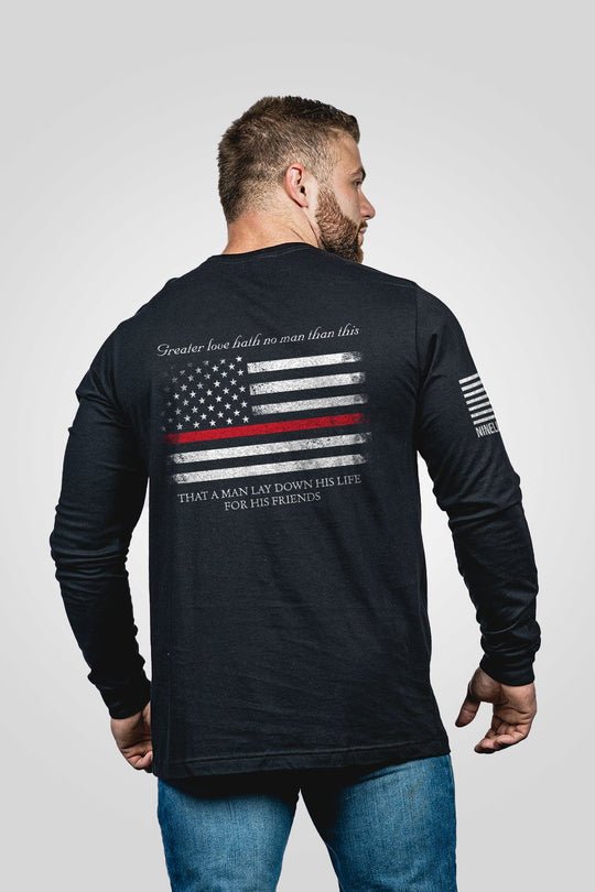 Nine Line Men's T-Shirt Long Sleeve - Thin Red Line - 260 Broadway Boutique