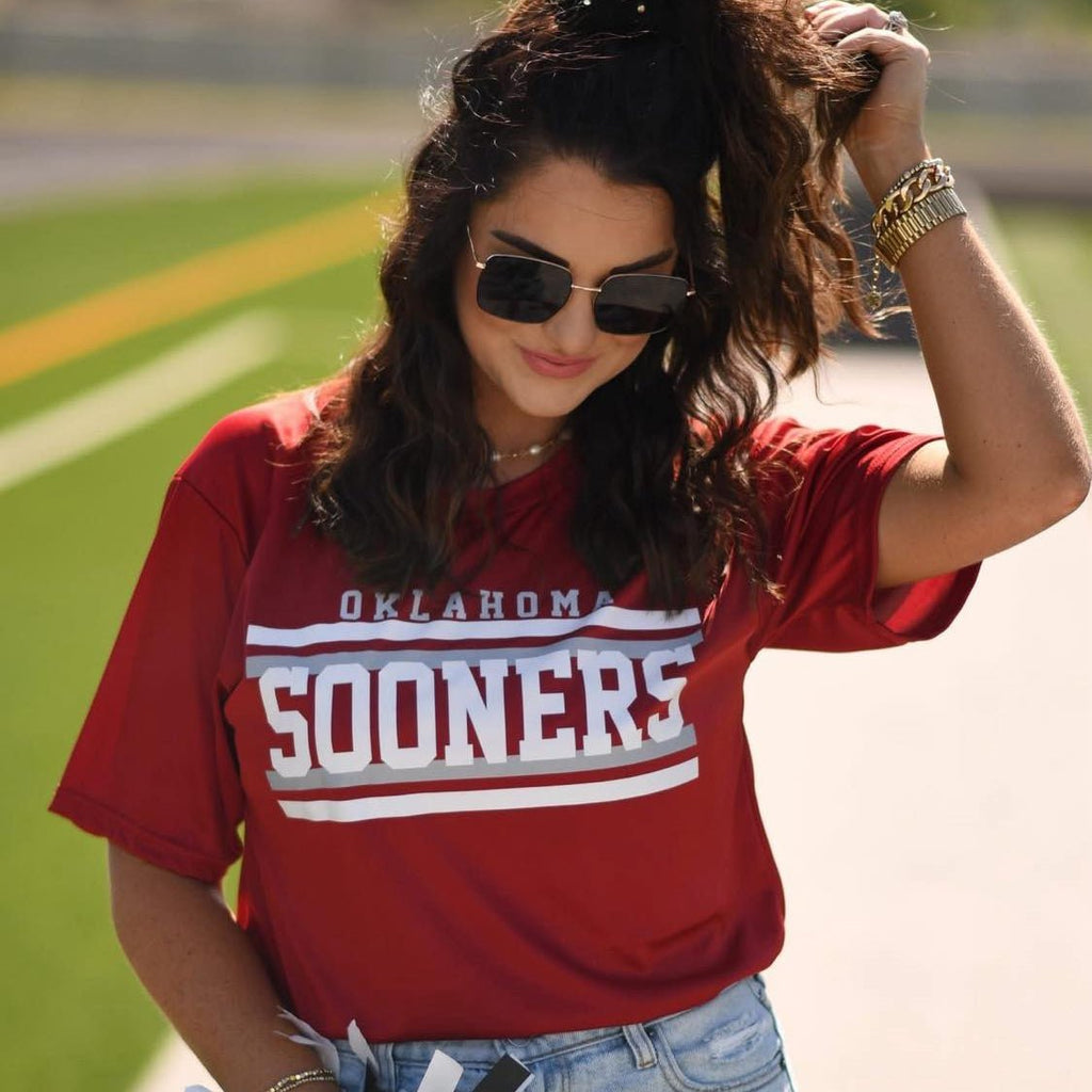 ❤️OKLAHOMA SOONERS LINE SPIRIT TEE❤️ - 260 Broadway Boutique