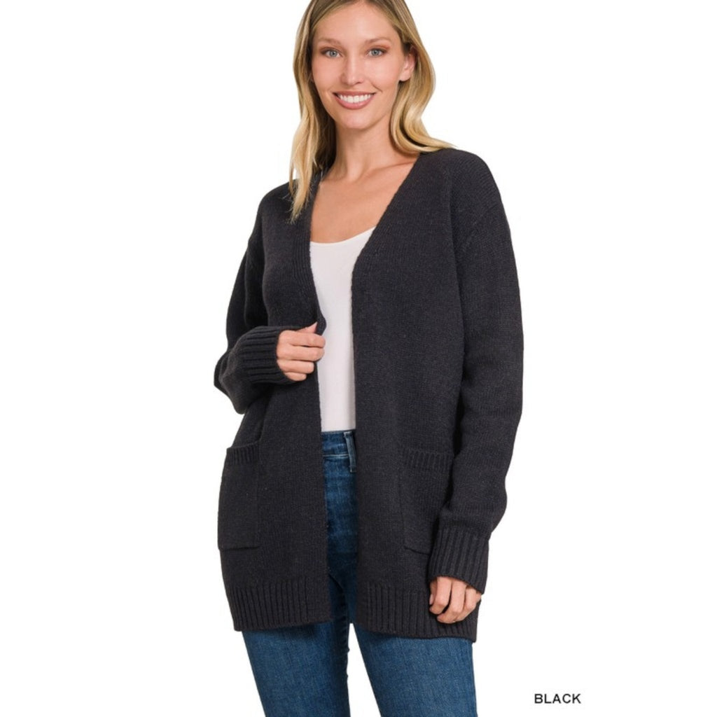 Open Front Cardigan Sweater (5 Colors) - 260 Broadway Boutique