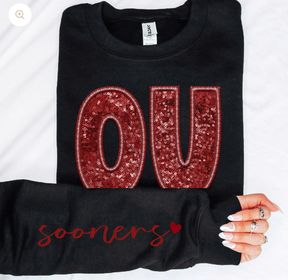 OU Sooners Sweatshirt w/Sleeve Design - 260 Broadway Boutique