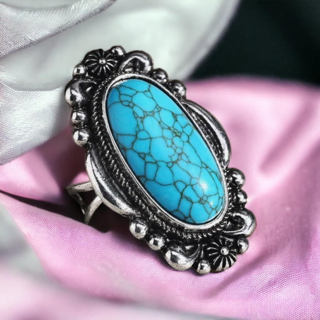 Oval Accent Turquoise Ring - 260 Broadway Boutique