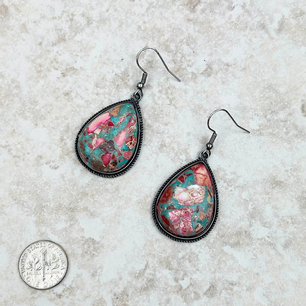 Oyster Copper Turquoise Teardrop Earrings (3 Color Options) - 260 Broadway Boutique