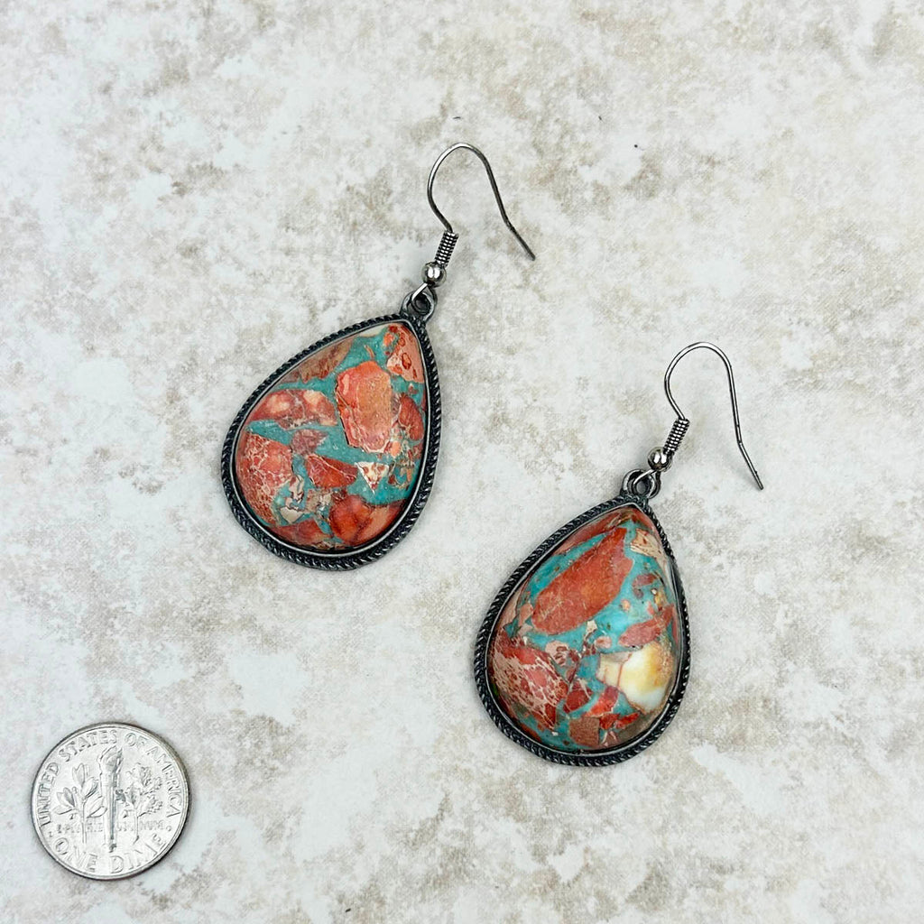 Oyster Copper Turquoise Teardrop Earrings (3 Color Options) - 260 Broadway Boutique