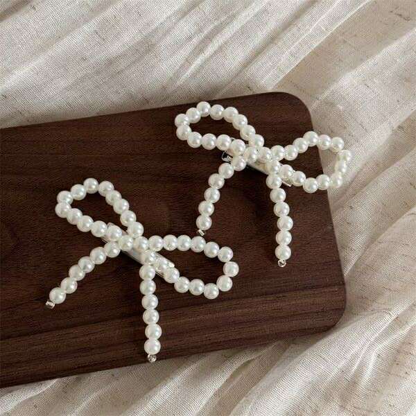 Pearly Bow Hair Clip (Set Of 2) - 260 Broadway Boutique