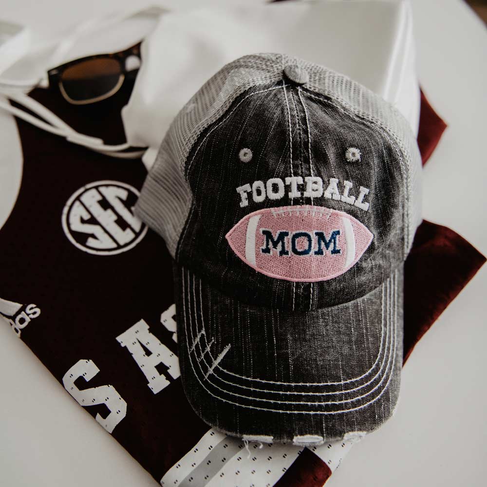 Pink Football Mom Trucker Hat - 260 Broadway Boutique