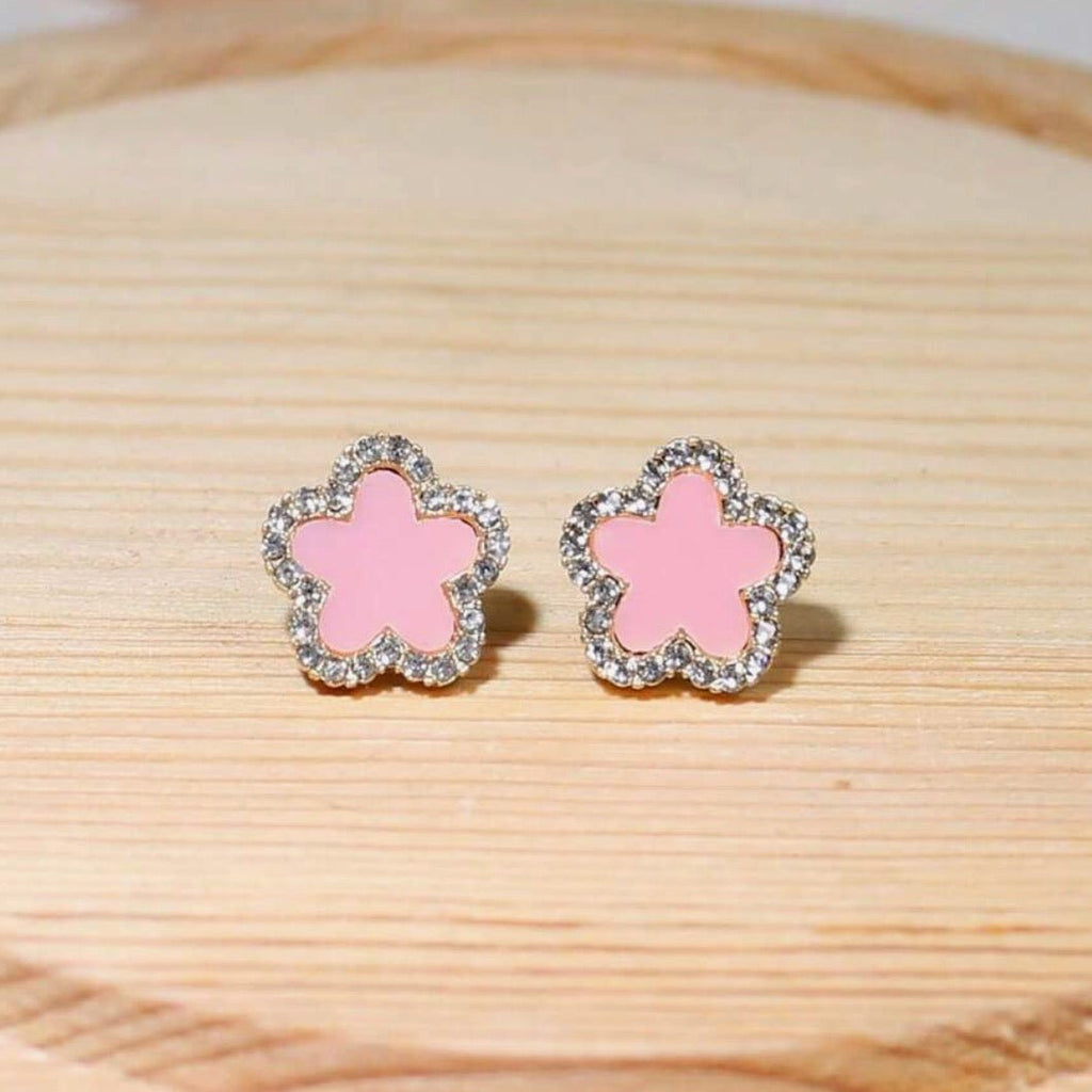 Pink Stud Floral Earrings - 260 Broadway Boutique