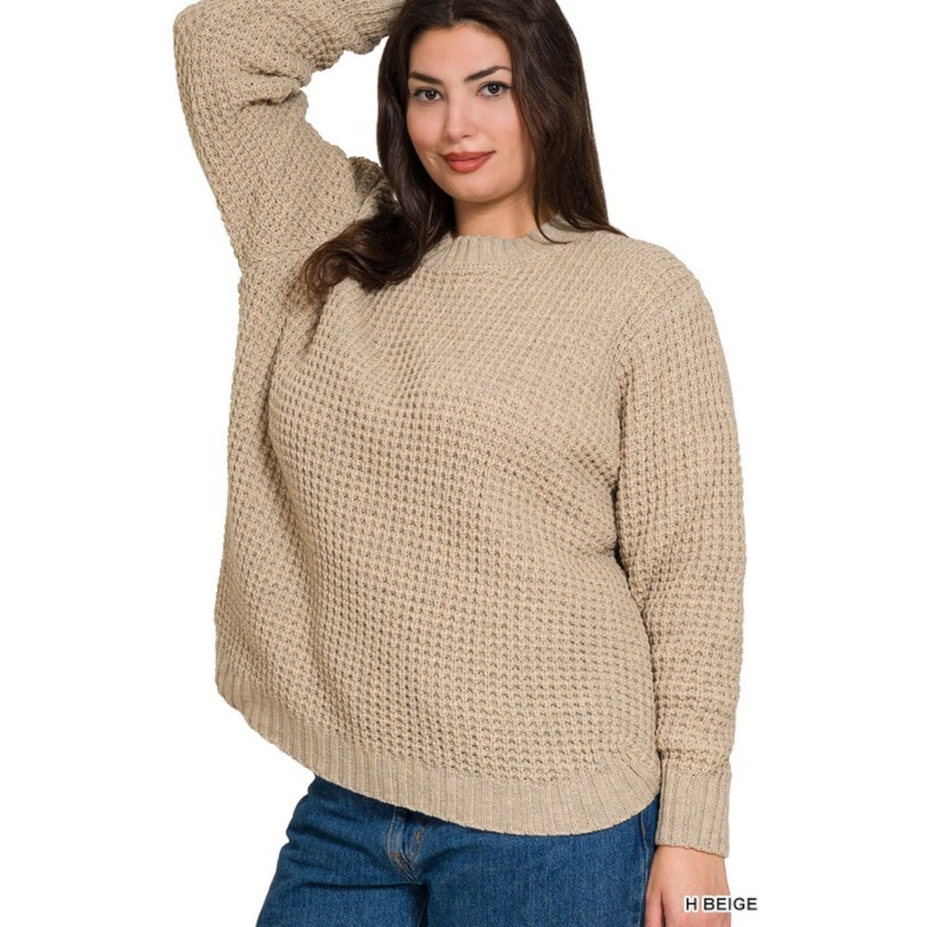 PLUS High Low Waffle Sweater (4 Colors) - 260 Broadway Boutique