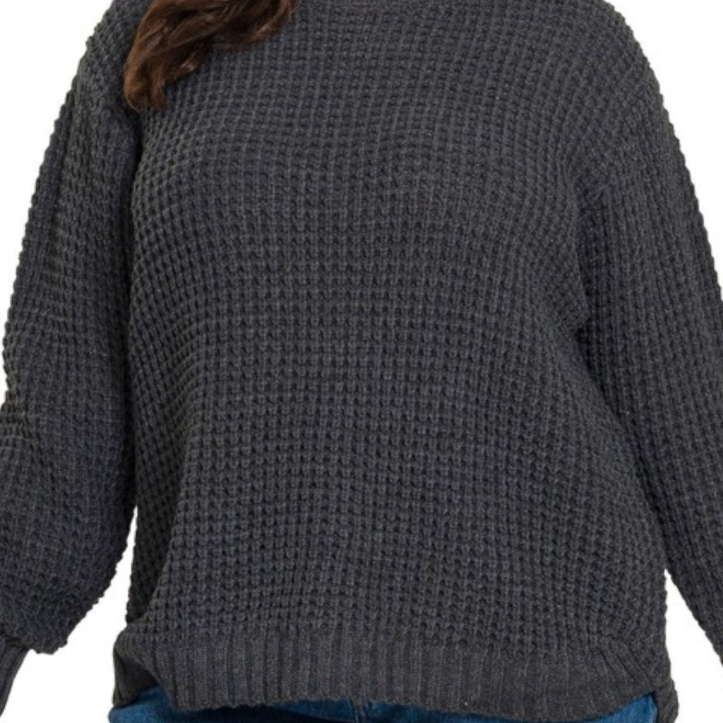 PLUS High Low Waffle Sweater (4 Colors) - 260 Broadway Boutique