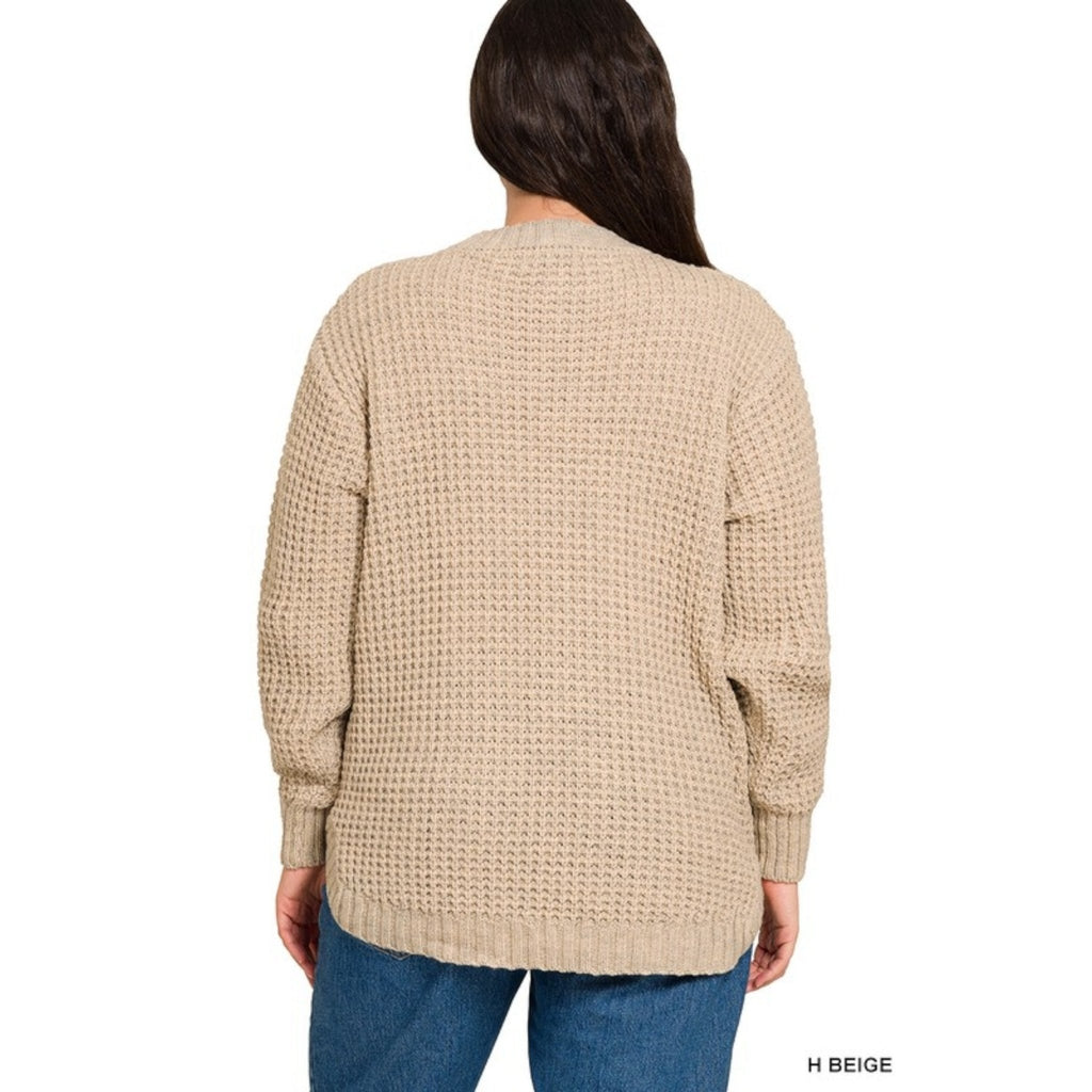 PLUS High Low Waffle Sweater (4 Colors) - 260 Broadway Boutique