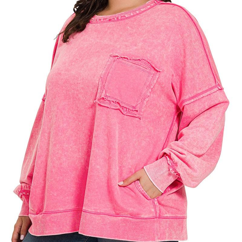 Plus Size Acid Wash Pullover (2 Colors) - 260 Broadway Boutique