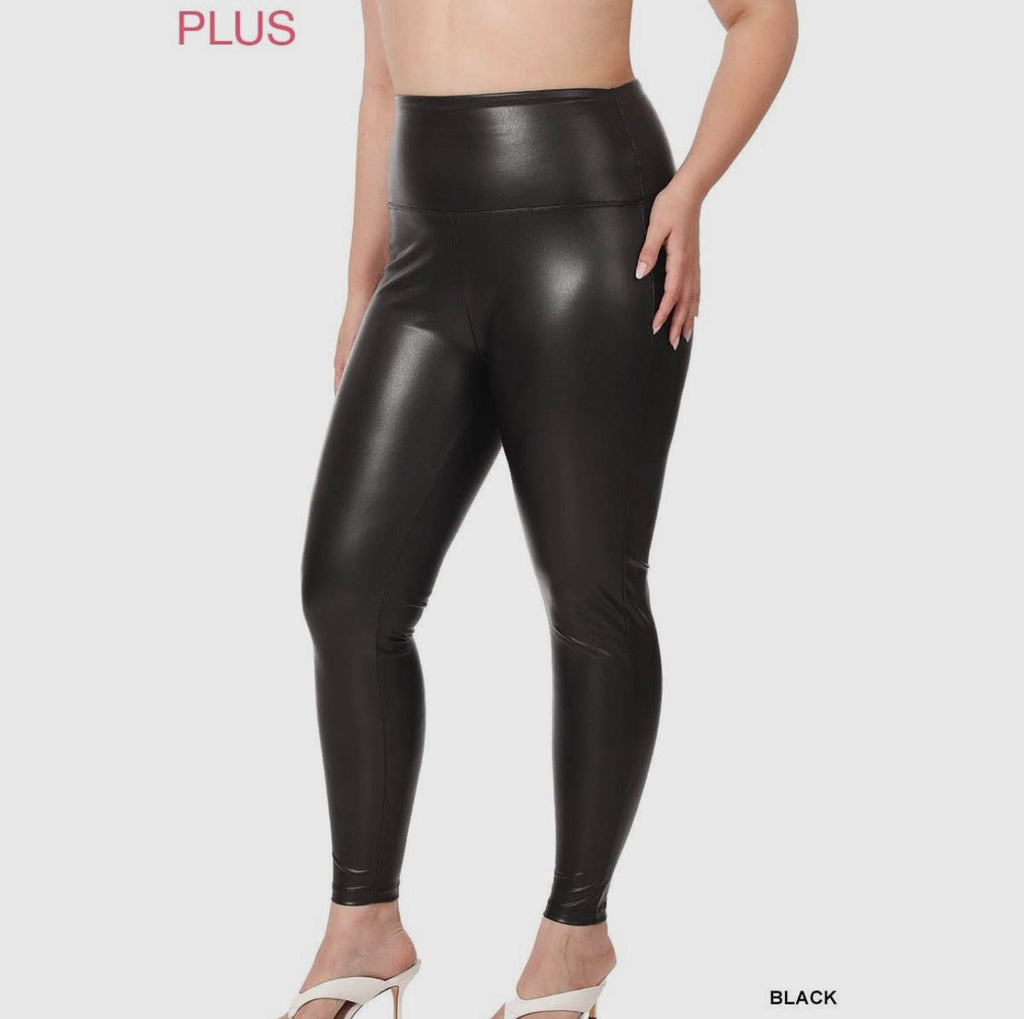 Plus Size Faux Leather Leggings - 260 Broadway Boutique