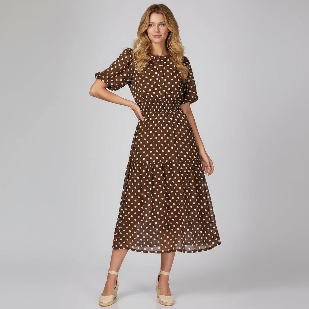 Polka Dot Tiered Midi Dress