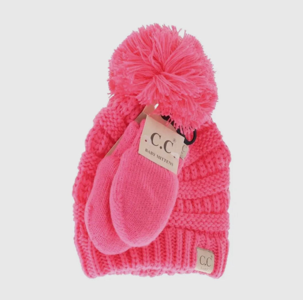 Pom C.C. BABY Beanie w/ mitten Multiple Colors - 260 Broadway Boutique