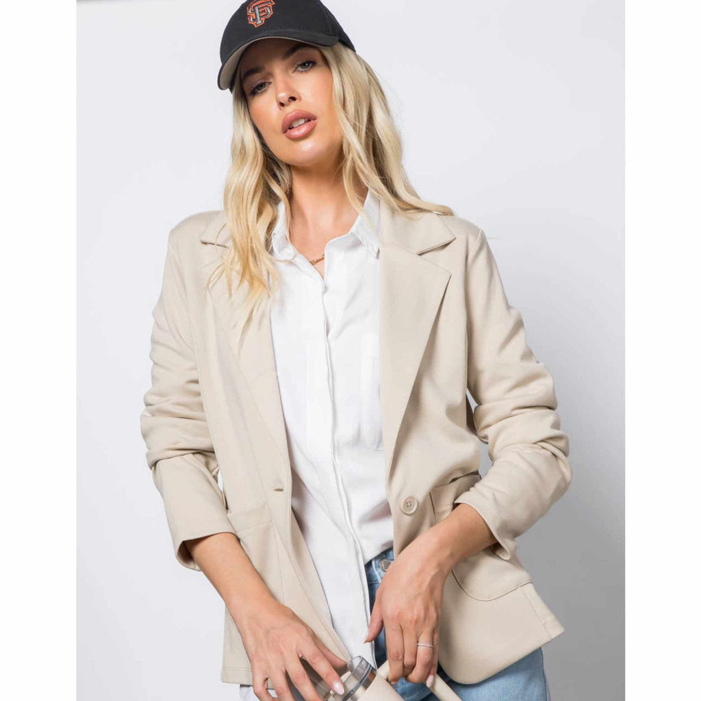 Ponte One Button Front /W Patch Pocket Blazer (4 Colors) - 260 Broadway Boutique