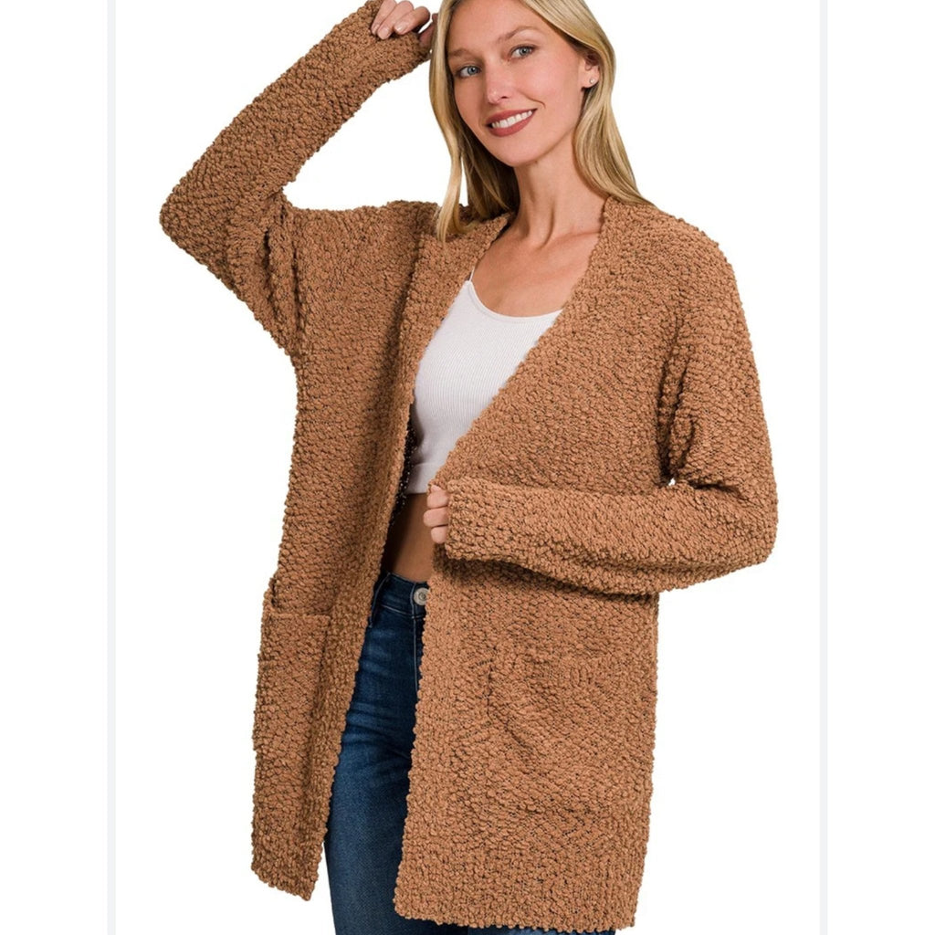 Popcorn Cardigan Sweater With Pockets (3 Colors Available) - 260 Broadway Boutique