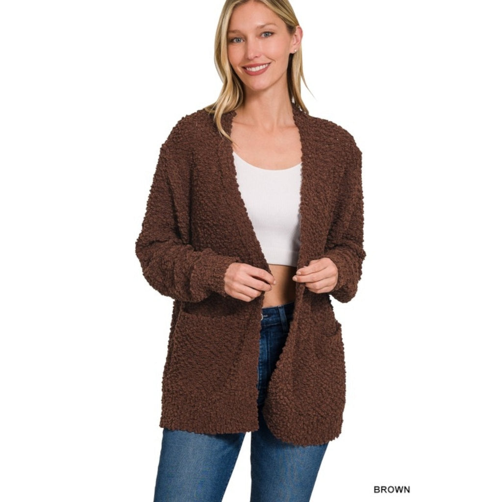 Popcorn Cardigan Sweater With Pockets (3 Colors Available) - 260 Broadway Boutique