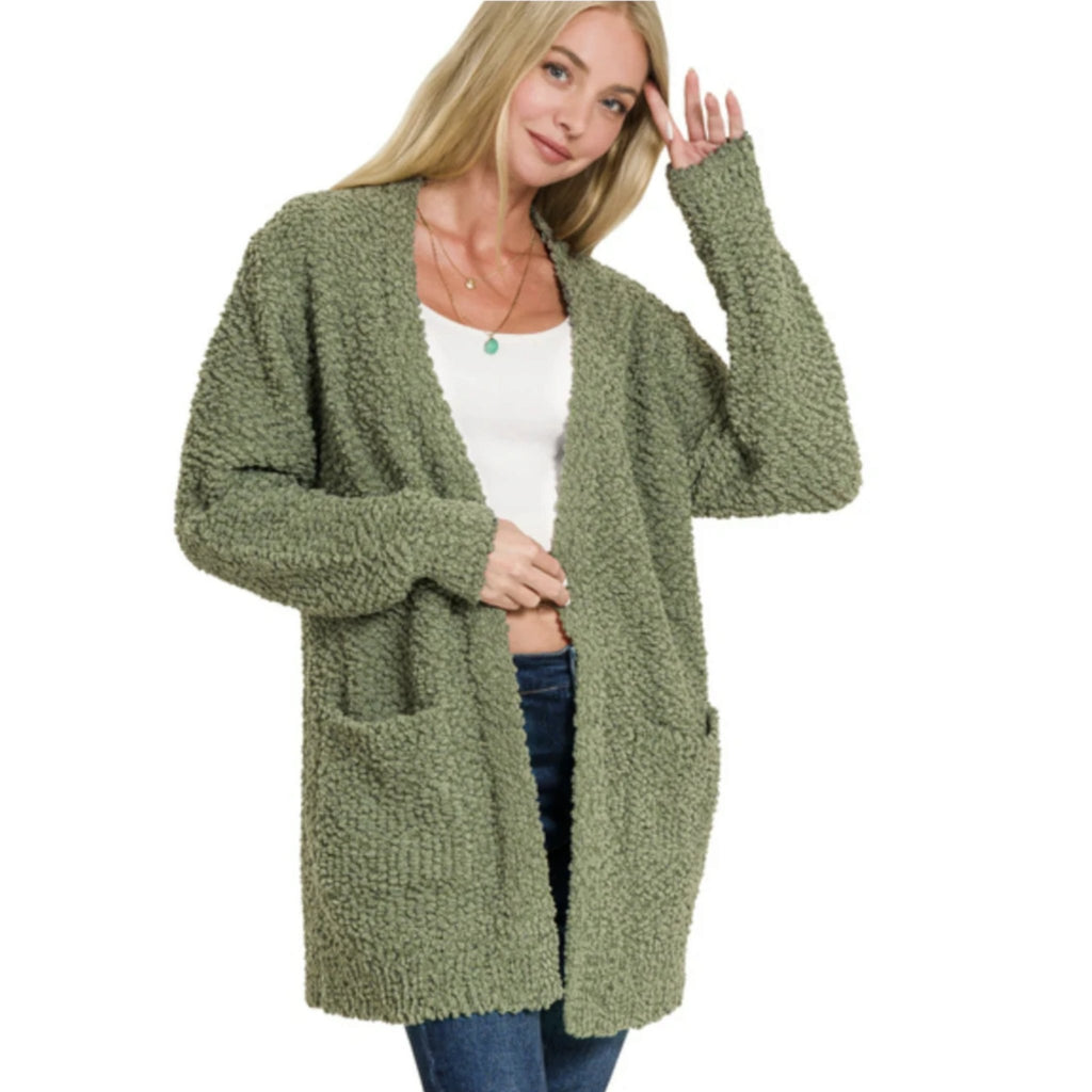 Popcorn Cardigan Sweater With Pockets (3 Colors Available) - 260 Broadway Boutique