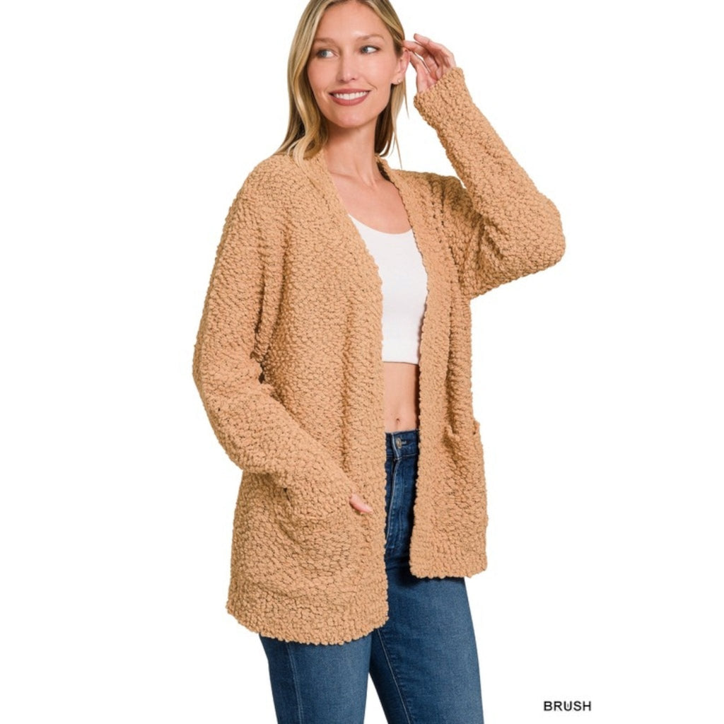 Popcorn Cardigan Sweater With Pockets (3 Colors Available) - 260 Broadway Boutique