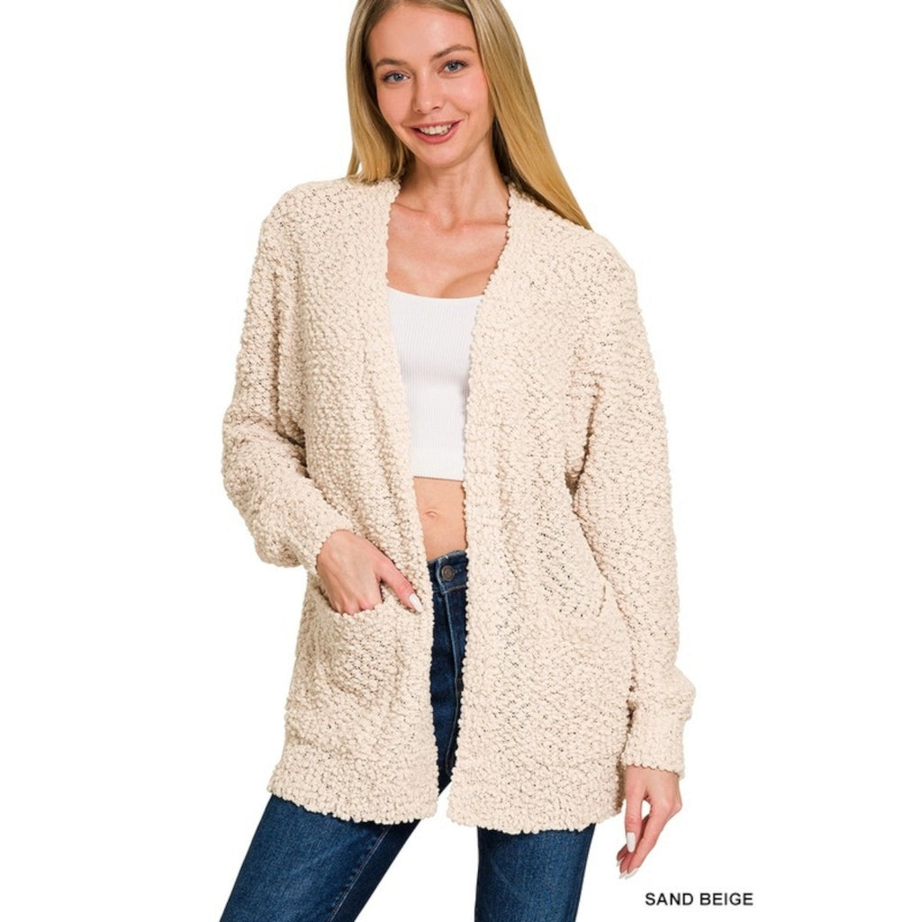 Popcorn Cardigan Sweater With Pockets (3 Colors Available) - 260 Broadway Boutique