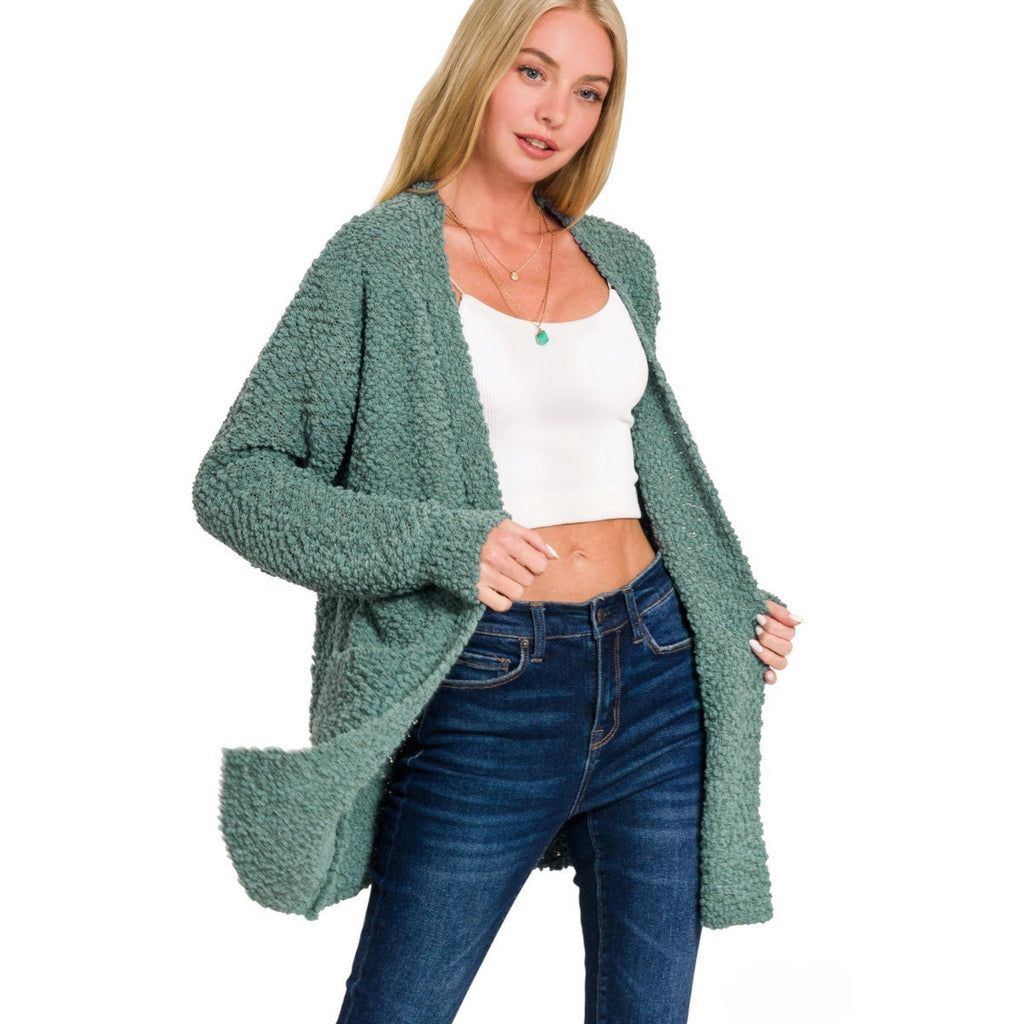 Popcorn Cardigan Sweater With Pockets (3 Colors Available) - 260 Broadway Boutique