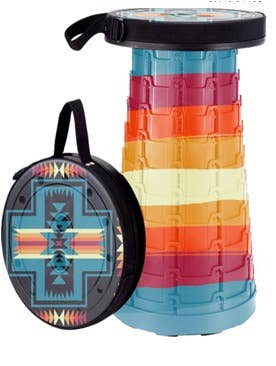 Portable Folding Stool - Southwestern Pattern - 260 Broadway Boutique
