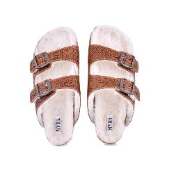 Prairie Winds Hand - tooled Fur Comfort Leather Sandals - 260 Broadway Boutique