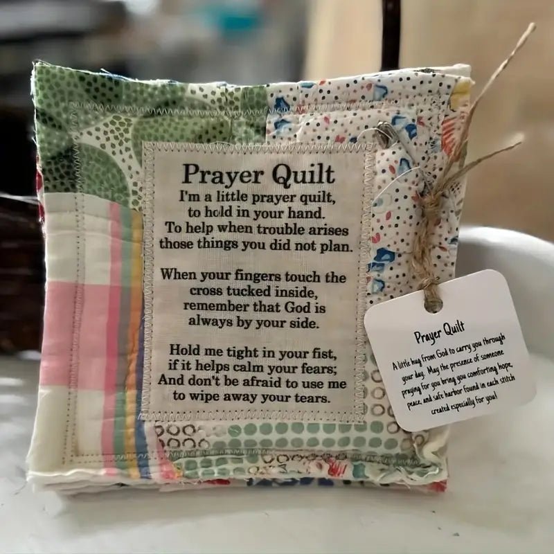 Prayer Quilt with Wooden Cross - 260 Broadway Boutique