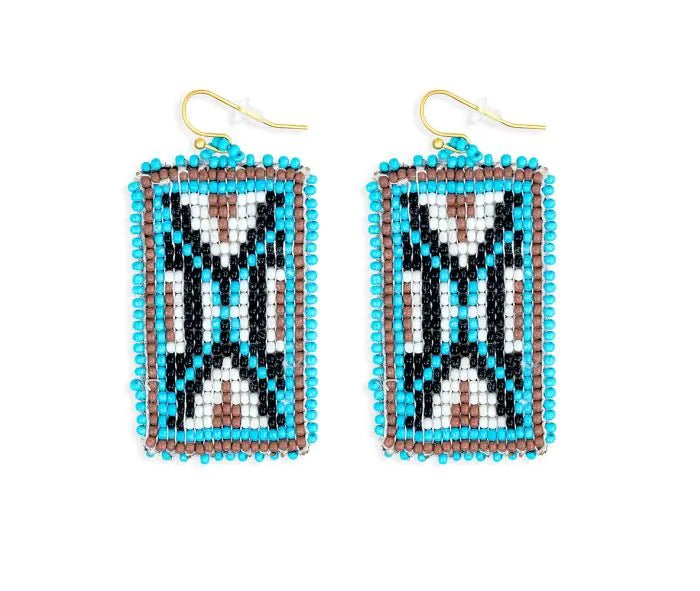 Protection Sheild Beaded Earring in Turquoise - 260 Broadway Boutique