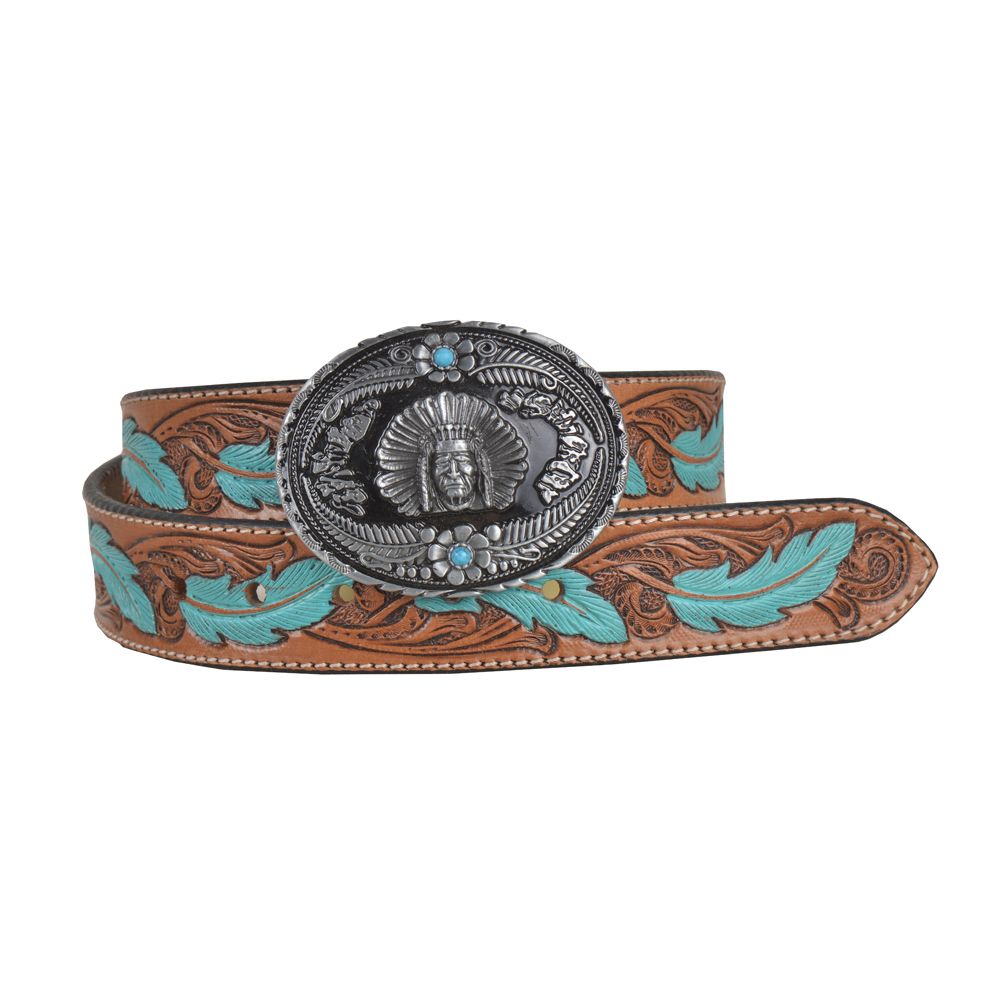 Radianite Hand - Tooled Leather Belt - 260 Broadway Boutique