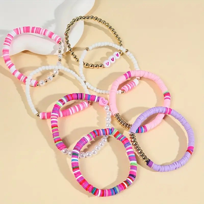 Rainbow & Pearl Beads Bracelet Set - 260 Broadway Boutique