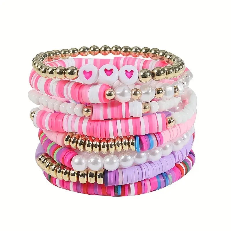 Rainbow & Pearl Beads Bracelet Set - 260 Broadway Boutique