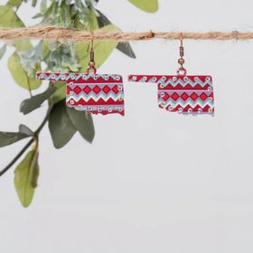 Red Aztec Oklahoma Earrings - 260 Broadway Boutique