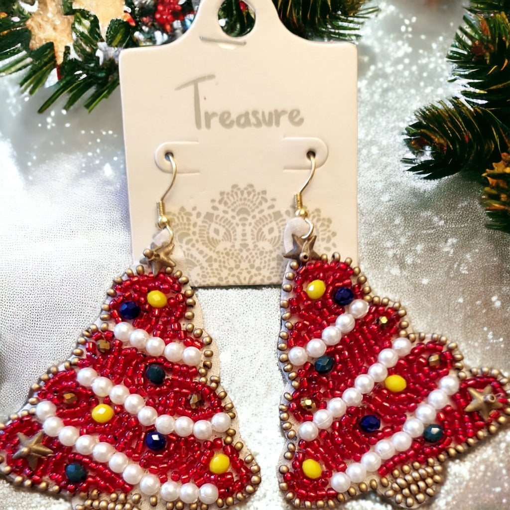 Red Christmas Tree Earrings - 260 Broadway Boutique