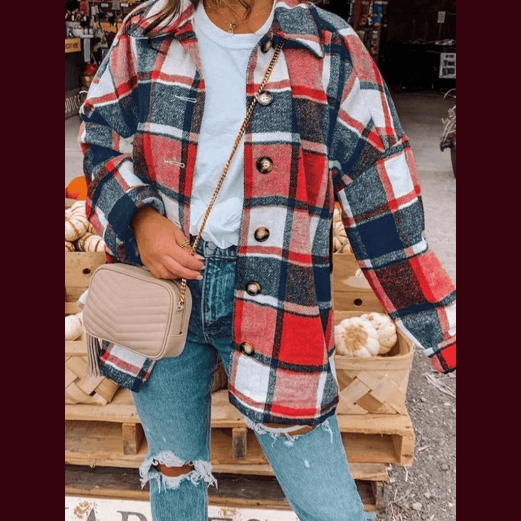 Red Flannel Button Up - 260 Broadway Boutique