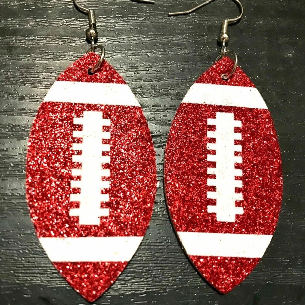 Red Glitter Football Earrings - 260 Broadway Boutique