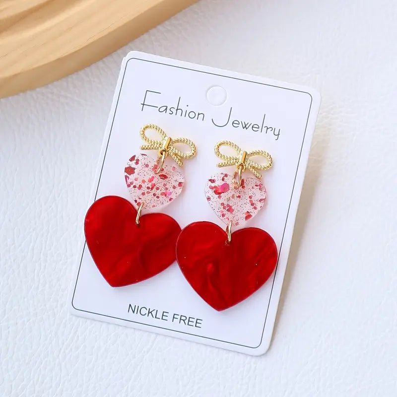 Red Heart Dangle Earrings - 260 Broadway Boutique