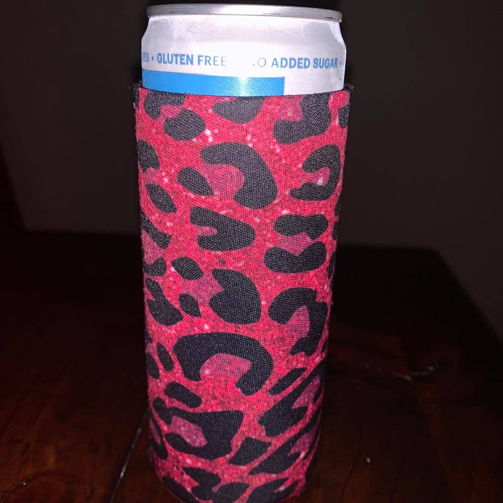 Red Leopard Tall Water Bottle Koozies - 260 Broadway Boutique