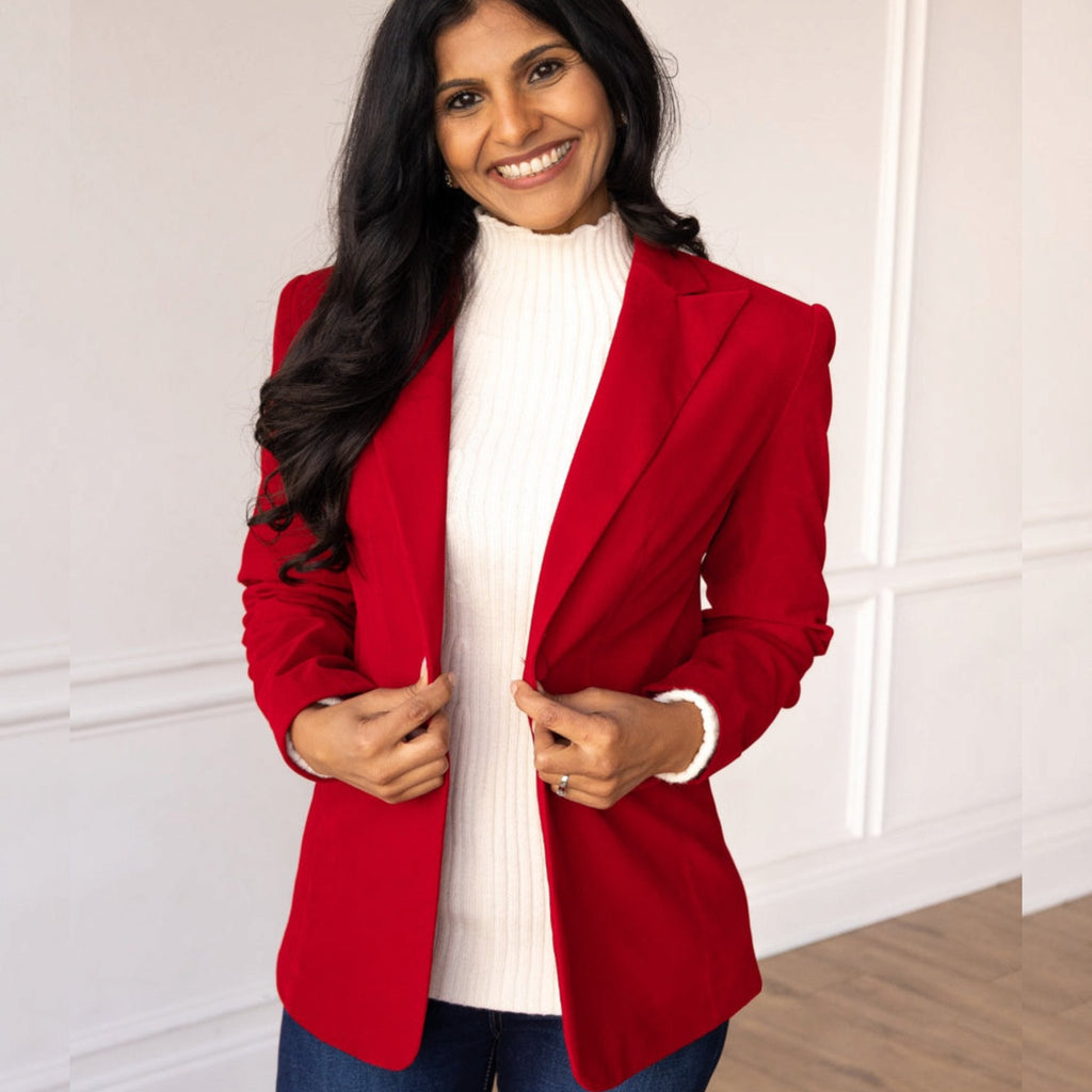 Red Velvet Blazer - 260 Broadway Boutique