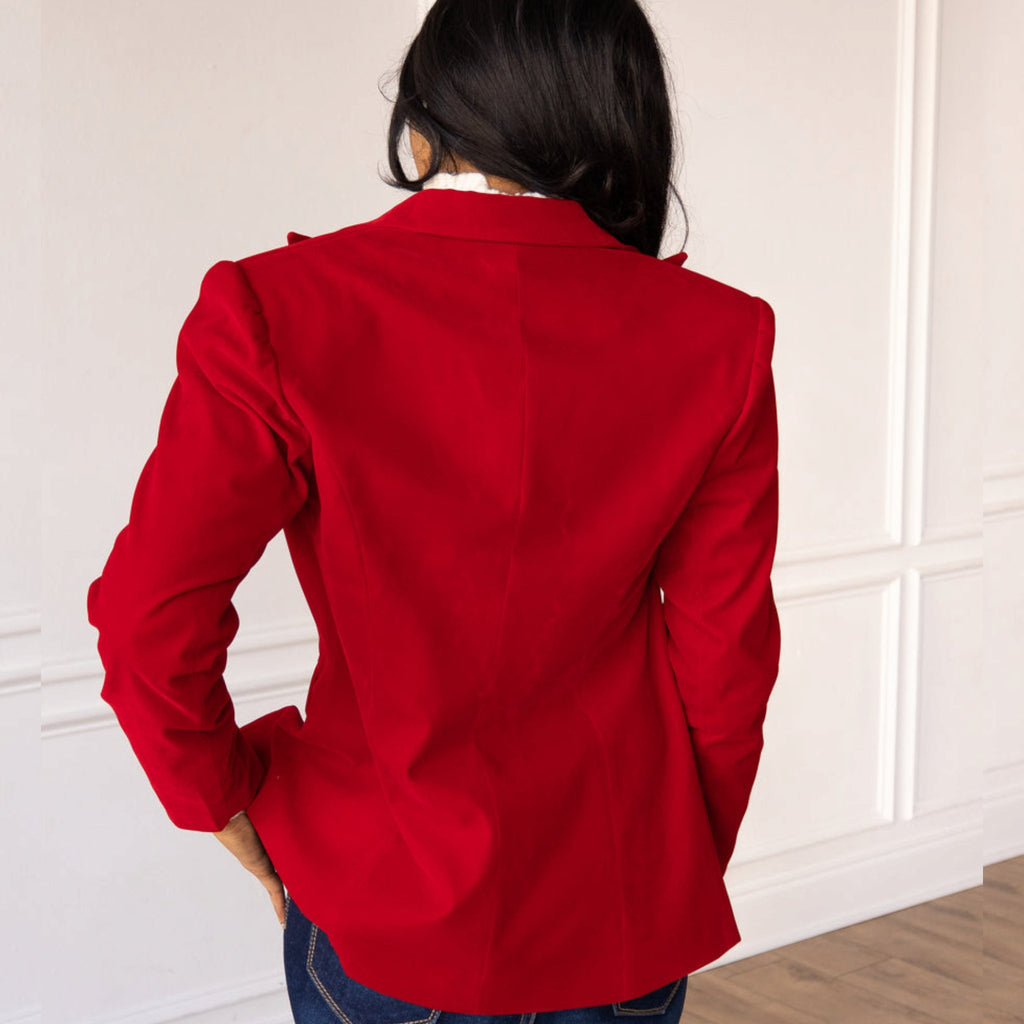 Red Velvet Blazer - 260 Broadway Boutique