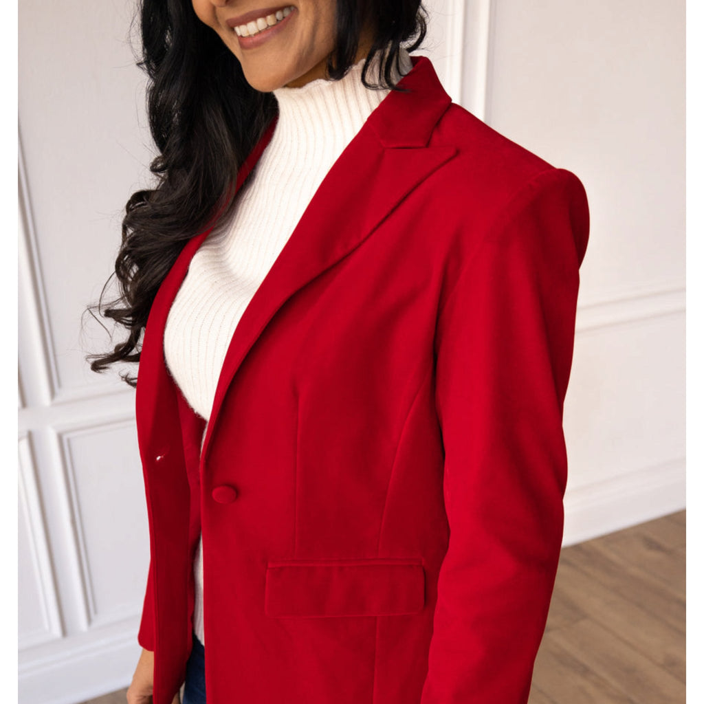 Red Velvet Blazer - 260 Broadway Boutique