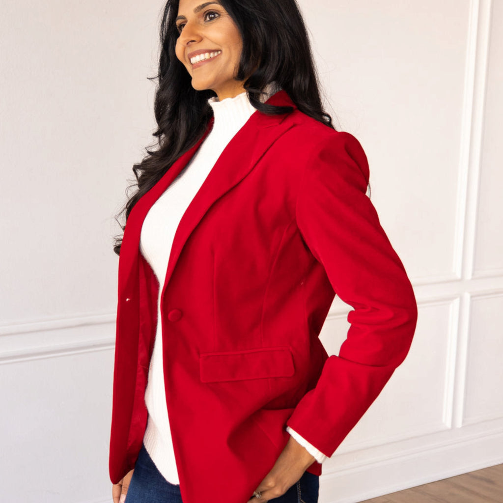 Red Velvet Blazer - 260 Broadway Boutique