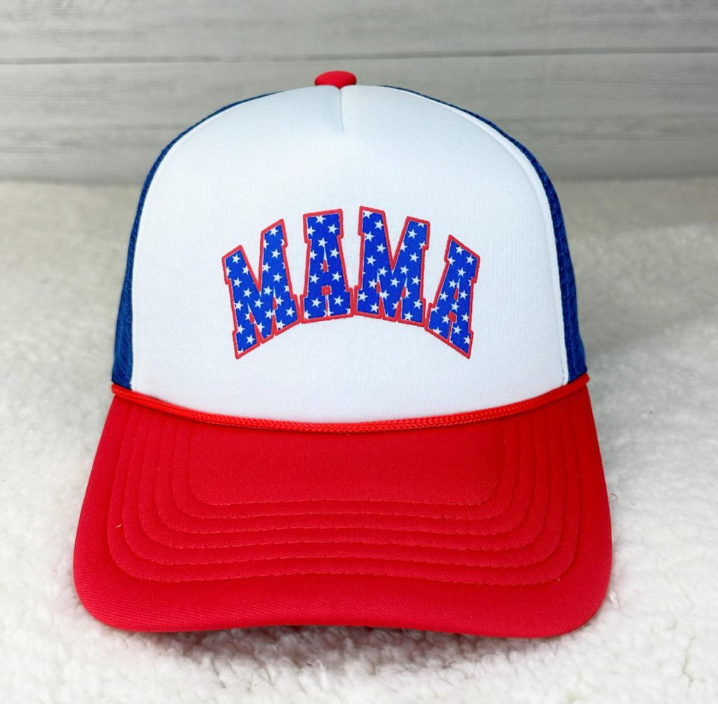 Red White & Blue MAMA Trucker Hat - 260 Broadway Boutique