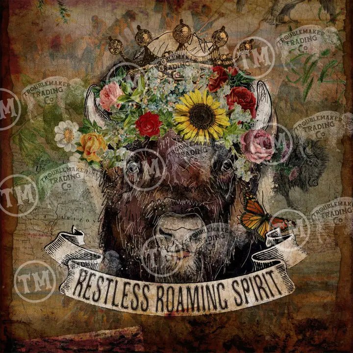 Restless Roaming Buffalo - Square Artwork - 260 Broadway Boutique