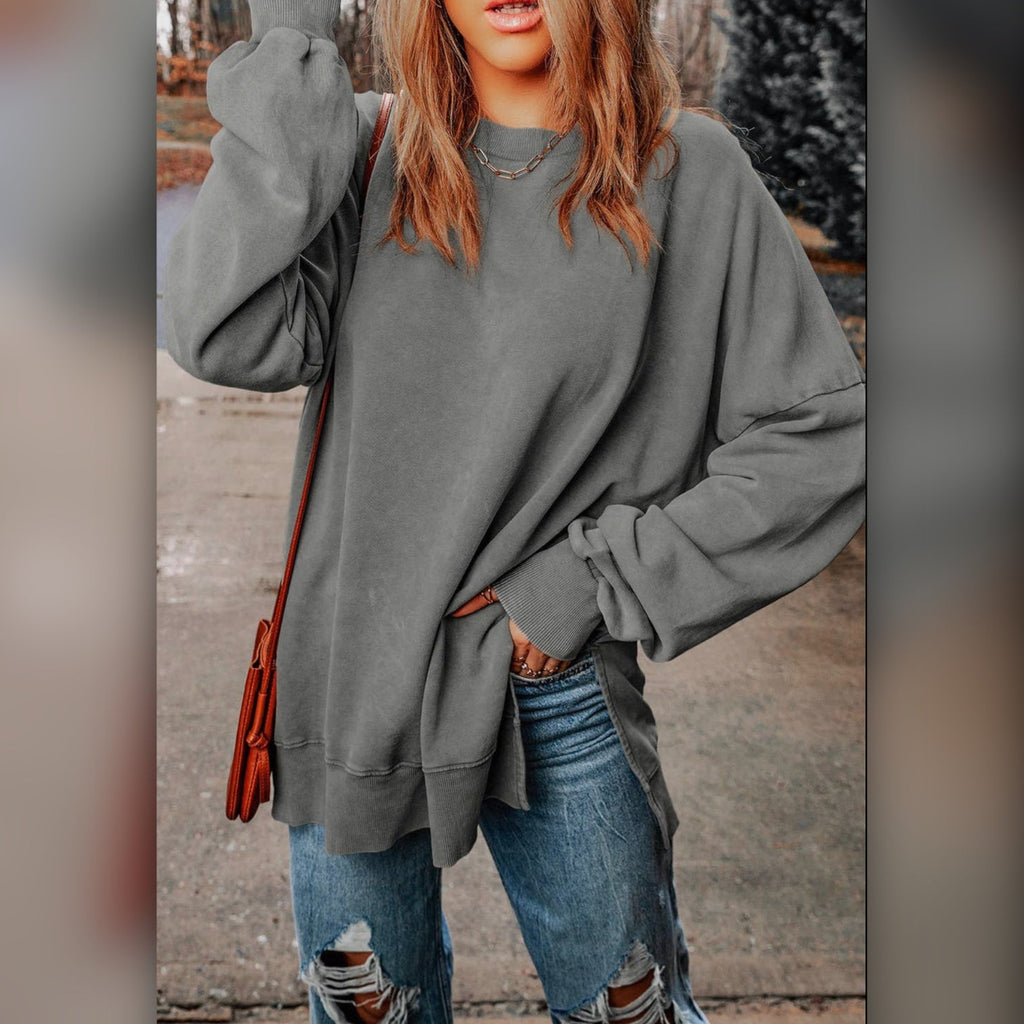 Ribbed Trim Oversized Sweater - 260 Broadway Boutique