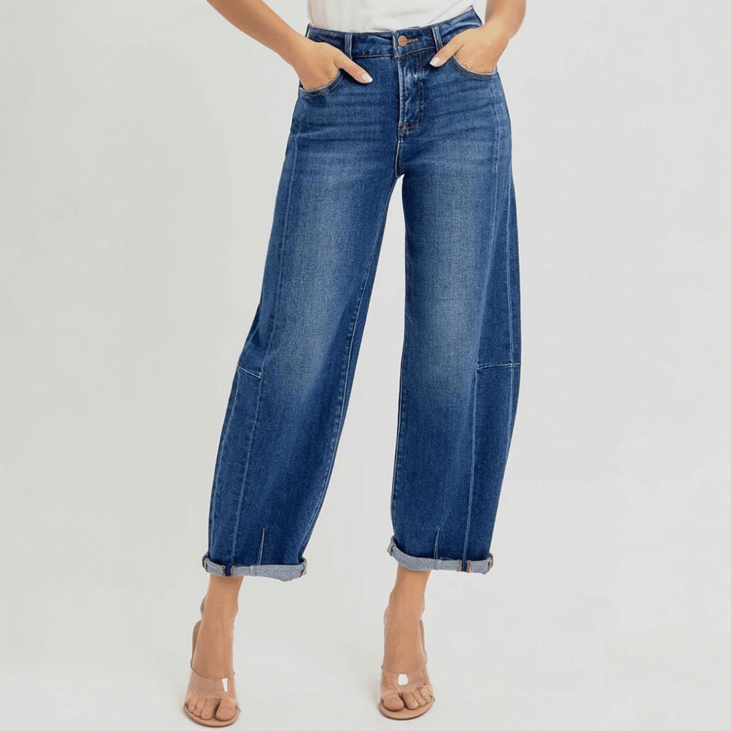 Risen Barrel Jeans In Dark Denim - 260 Broadway Boutique