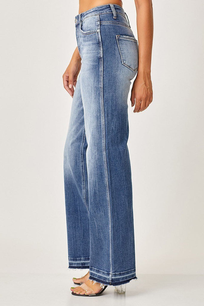 RISEN High Rise Cargo Pocket Wide Leg Jeans - 260 Broadway Boutique