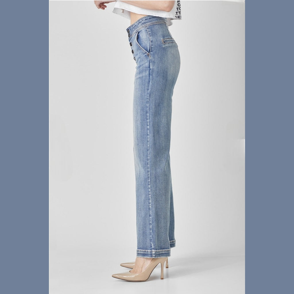 RISEN High Rise Slant Pocket Wide Leg Jean - 260 Broadway Boutique