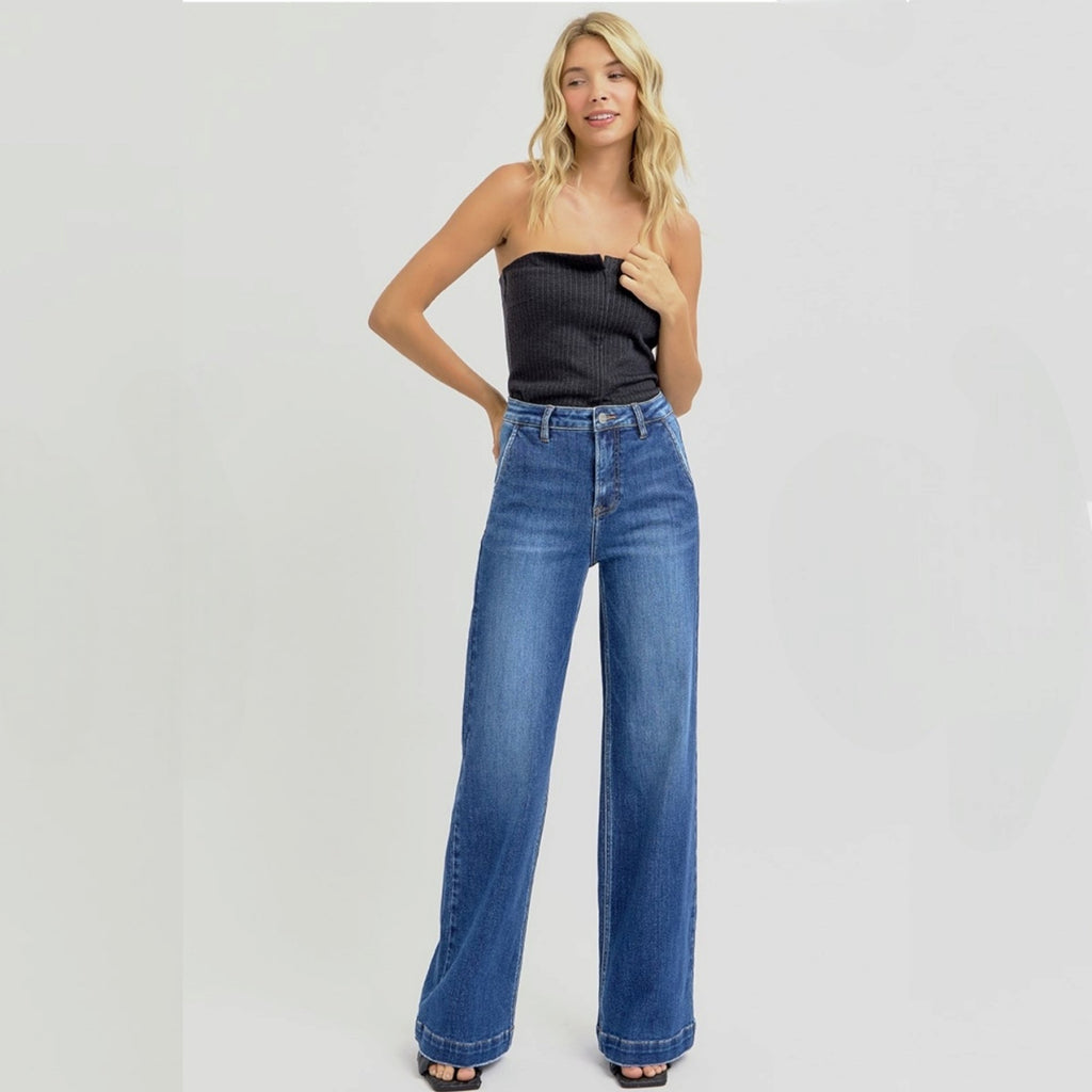 RISEN High Rise Slanted Pocket Jeans - 260 Broadway Boutique