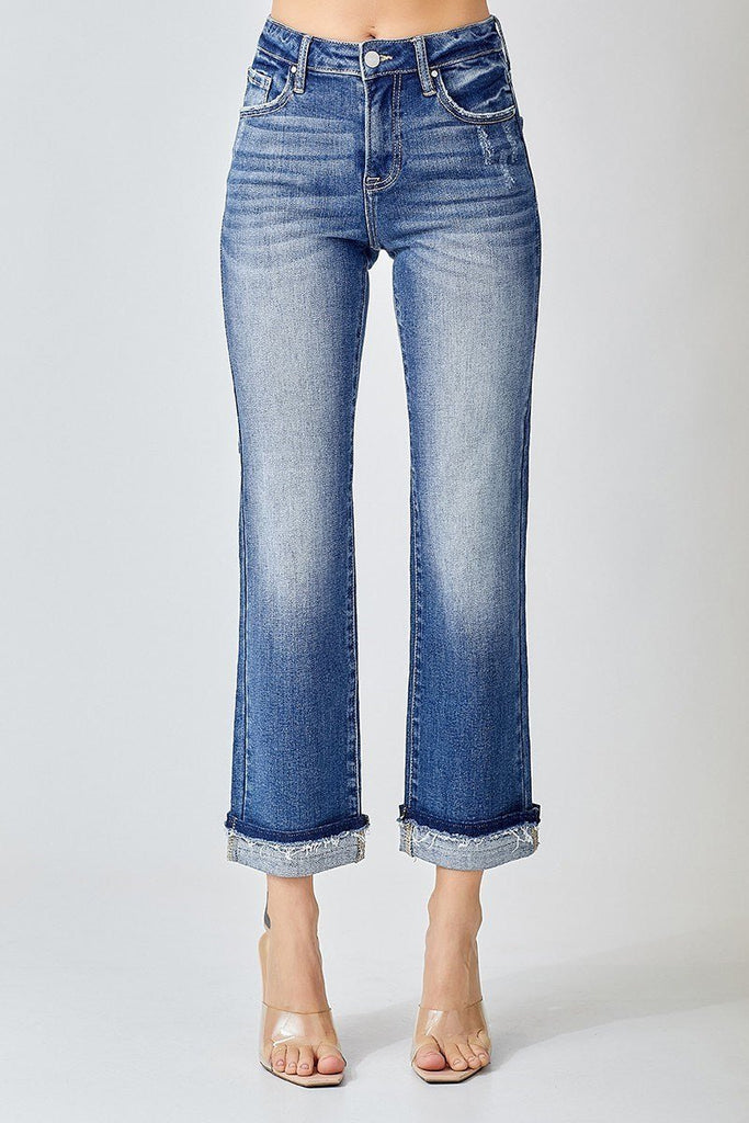 RISEN Mid - Rise Ankle Slim Straight Jeans - 260 Broadway Boutique