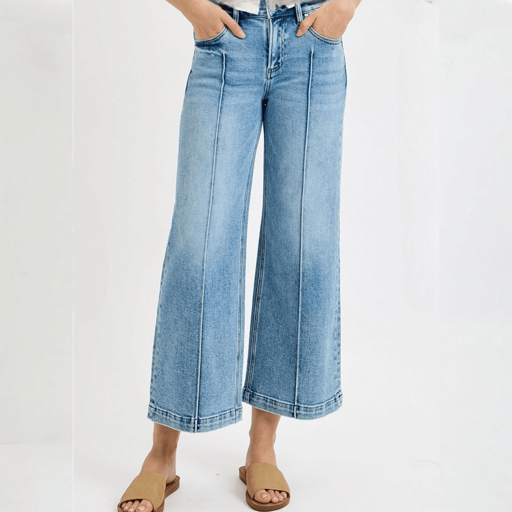 RISEN Mid Rise Crop Pintuck Jeans - 260 Broadway Boutique